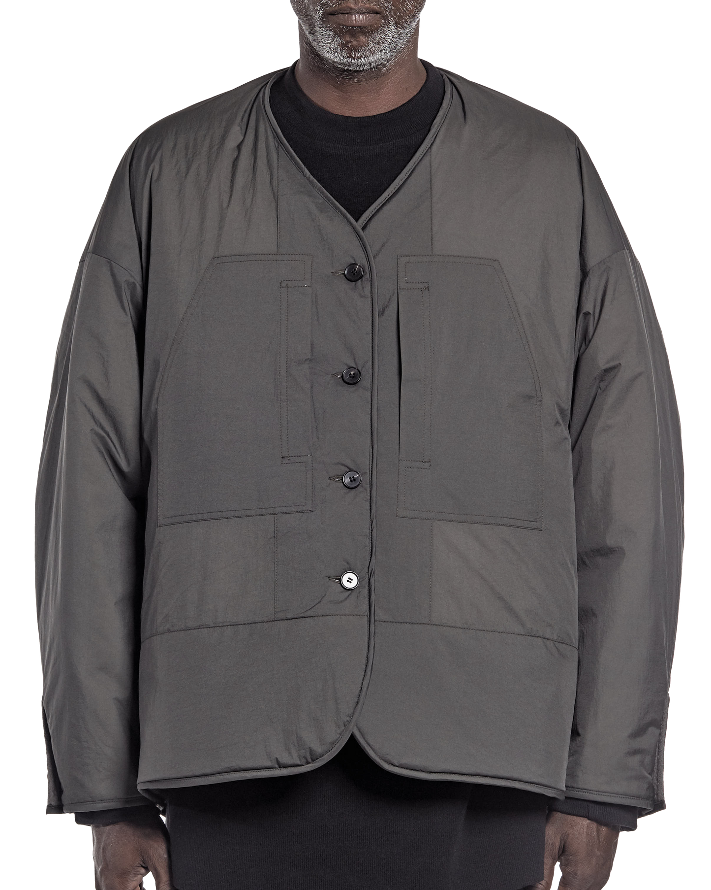 REVERSIBLE COLLARLESS OUTER JACKET
