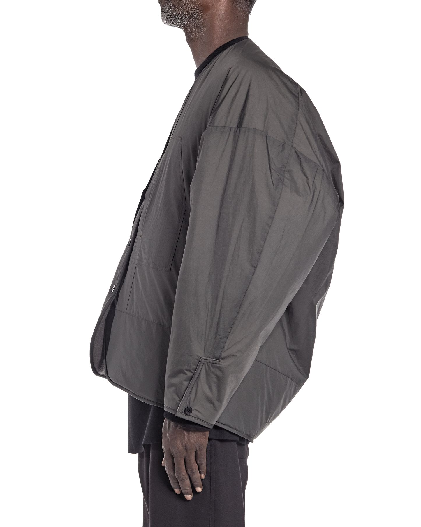 REVERSIBLE COLLARLESS OUTER JACKET