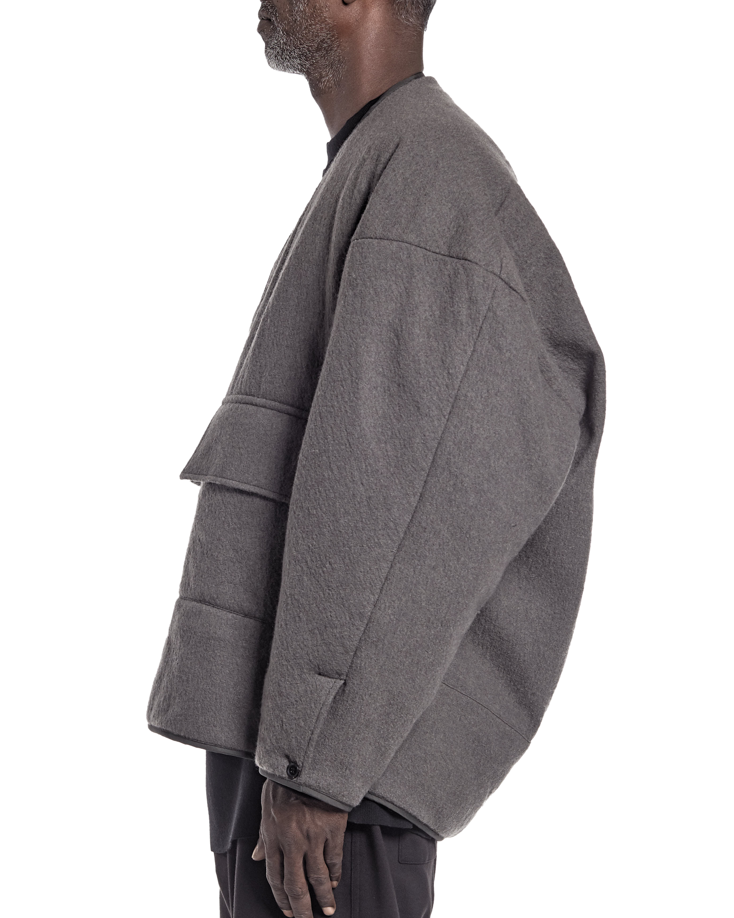 REVERSIBLE COLLARLESS OUTER JACKET