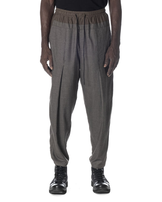 DOUBLE WAISTBAND PLEATED LONG TROUSERS